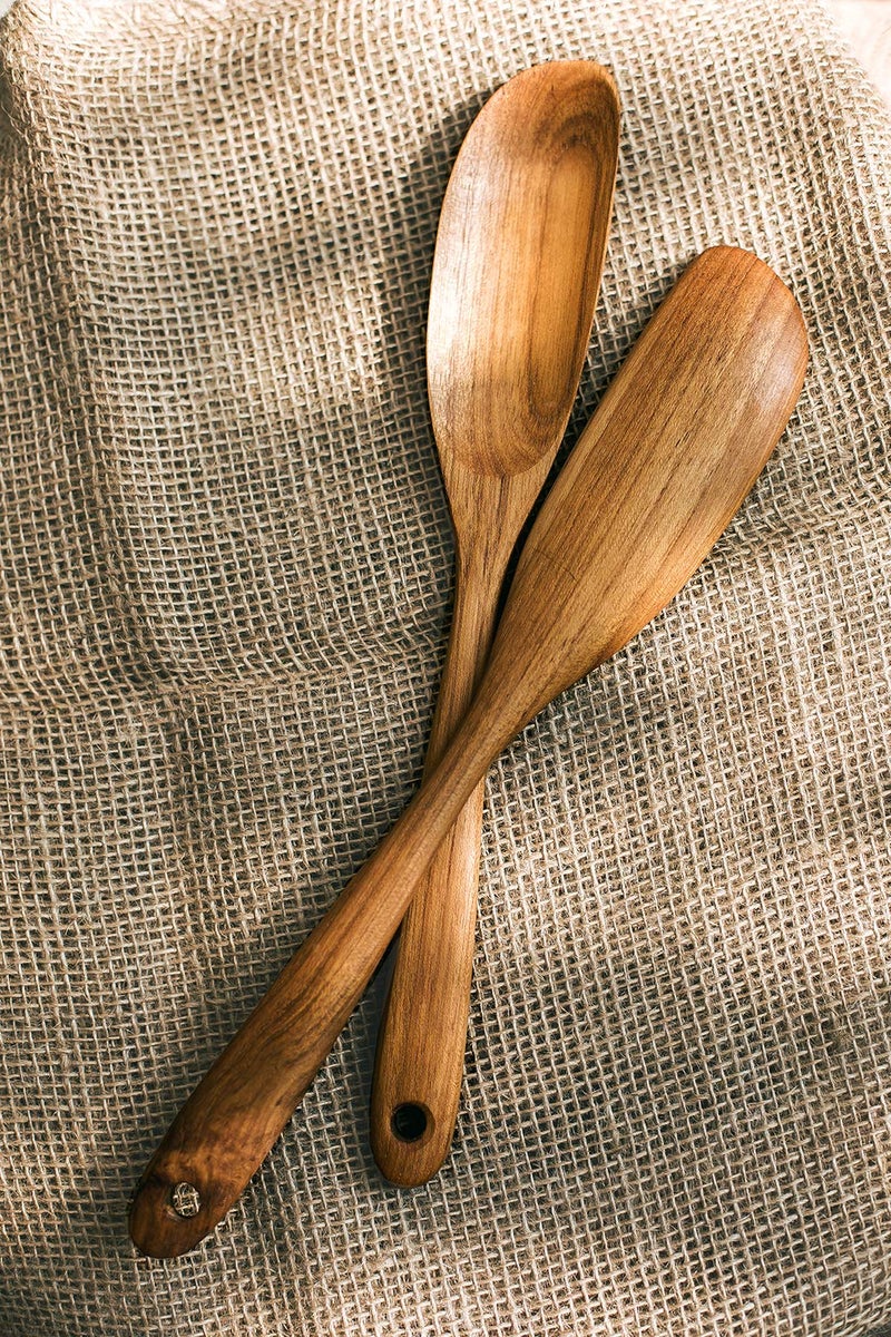 FAAY Jar Spoon, 12" Mixed Bowl Wooden Spoons for Cooking, Handmade Teak Wooden Spoon, Healthy Utensils, Suitable for Right Hand. - Image 3